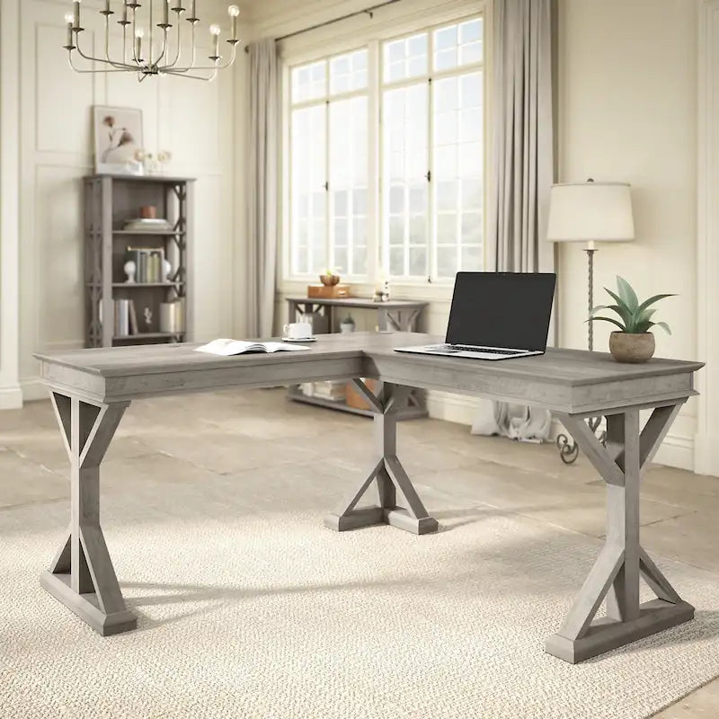 60W Farmhouse L Shaped Desk