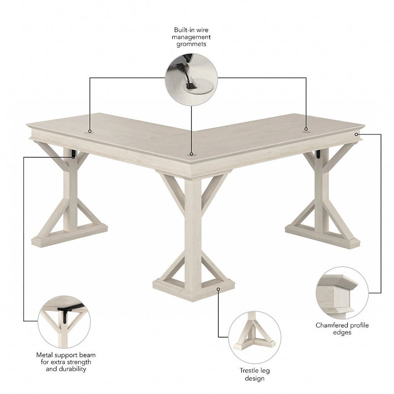 60W Farmhouse L Shaped Desk