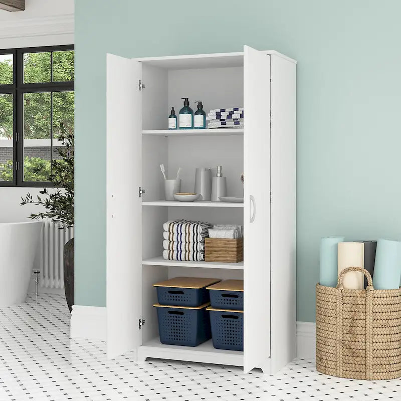 Tall Bathroom Storage Cabinet with Doors and Adjustable Shelves