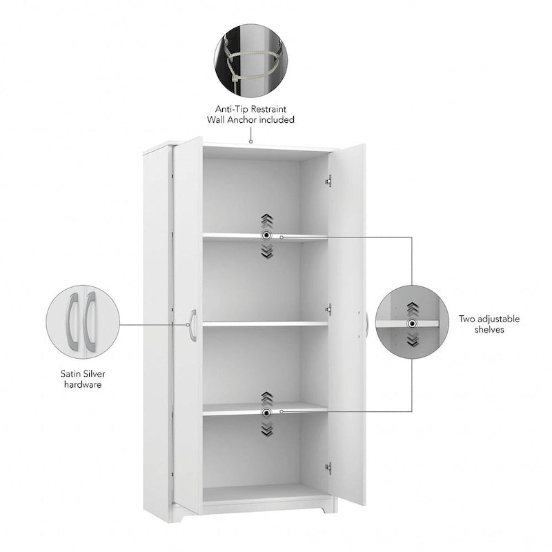 Tall Bathroom Storage Cabinet with Doors and Adjustable Shelves