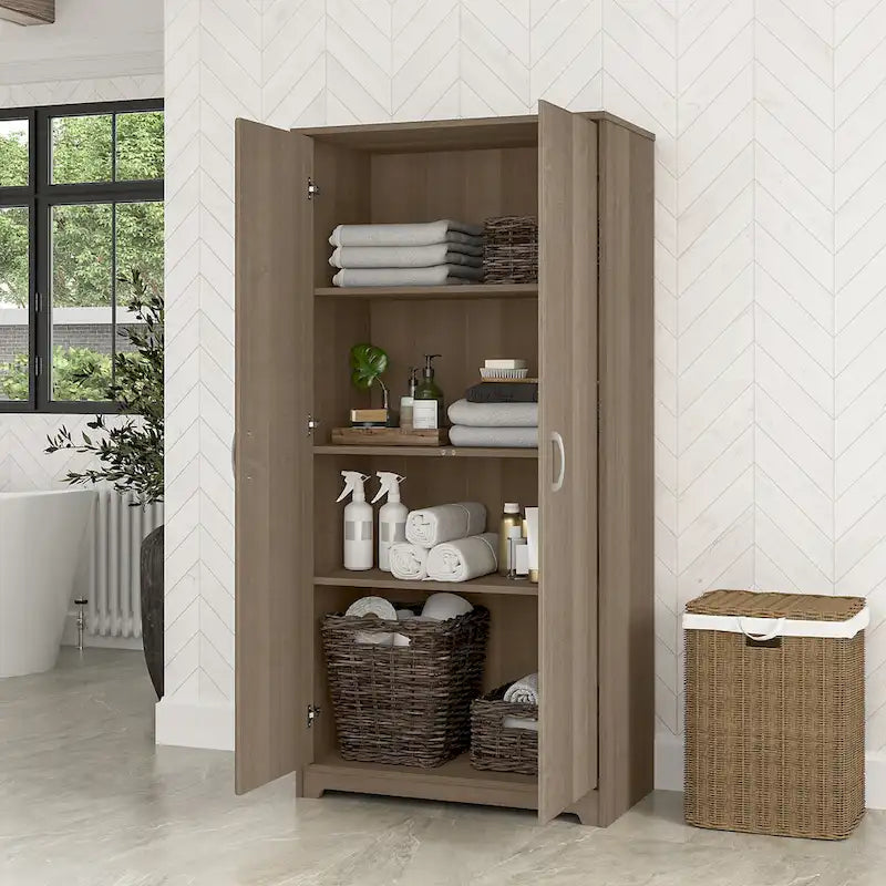 Tall Bathroom Storage Cabinet with Doors and Adjustable Shelves