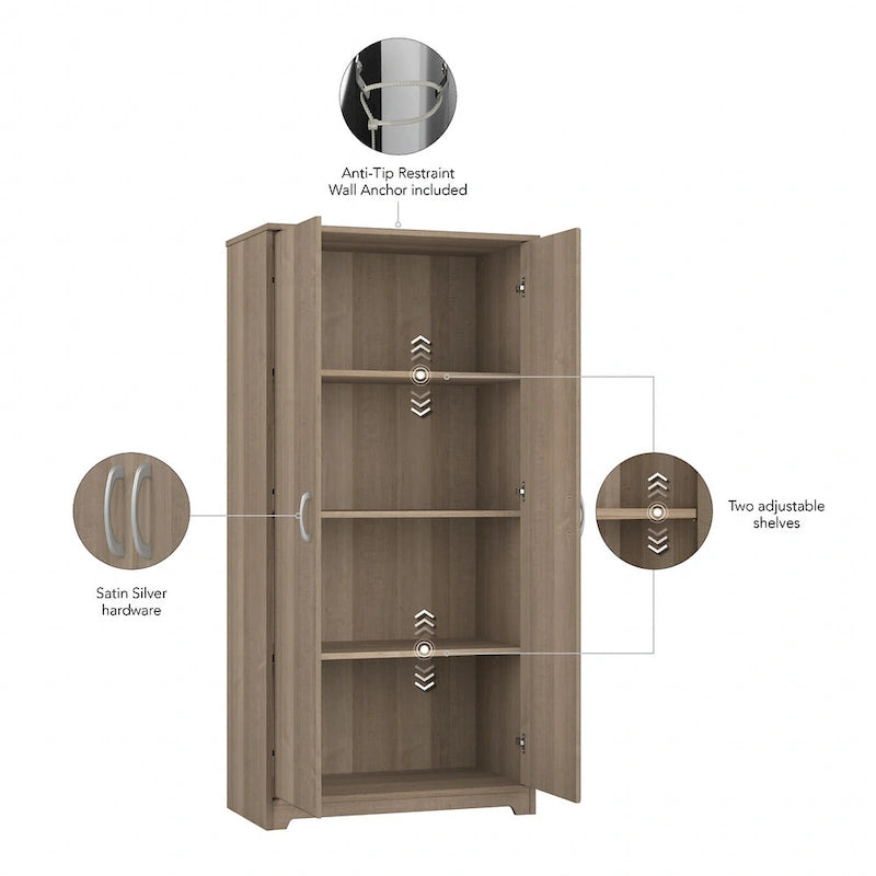 Tall Bathroom Storage Cabinet with Doors and Adjustable Shelves