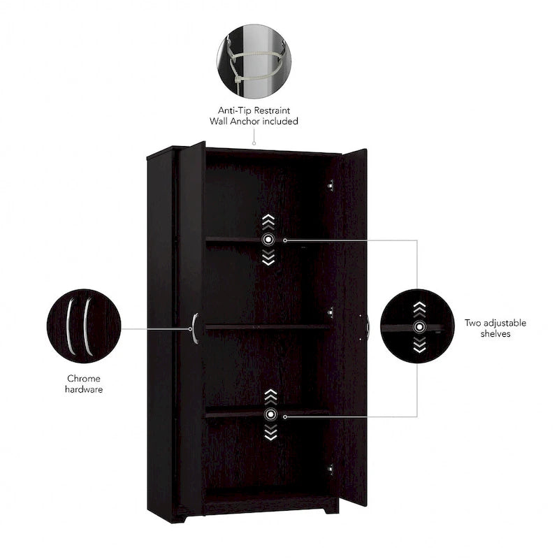 Tall Bathroom Storage Cabinet with Doors and Adjustable Shelves