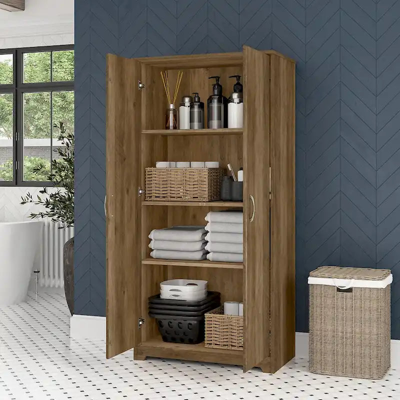 Tall Bathroom Storage Cabinet with Doors and Adjustable Shelves