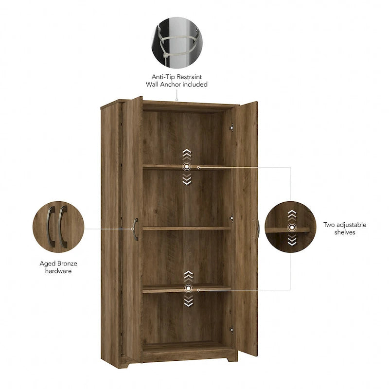 Tall Bathroom Storage Cabinet with Doors and Adjustable Shelves