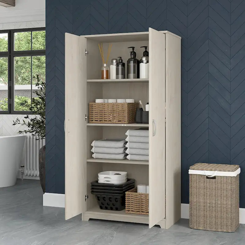 Tall Bathroom Storage Cabinet with Doors and Adjustable Shelves
