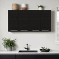 47-Inch Black Wall-Mounted Four-Door Kitchen Storage Cabinet