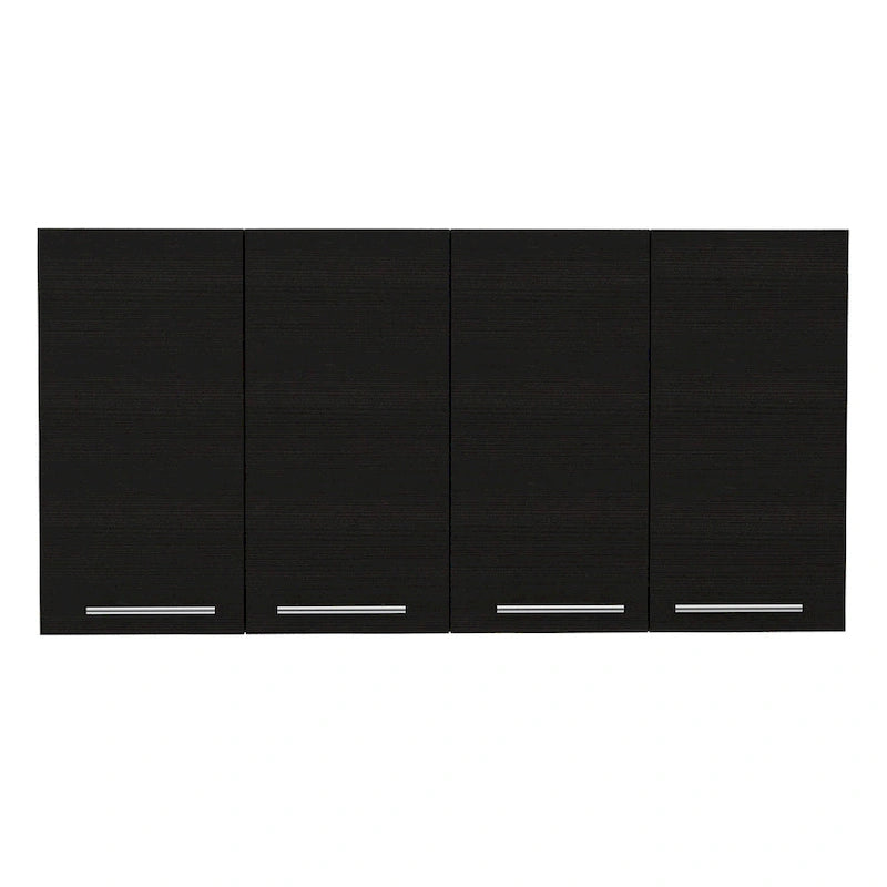 47-Inch Black Wall-Mounted Four-Door Kitchen Storage Cabinet