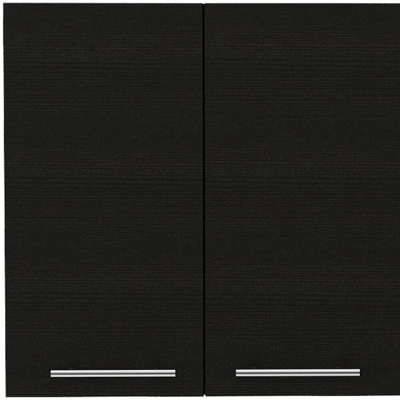47-Inch Black Wall-Mounted Four-Door Kitchen Storage Cabinet