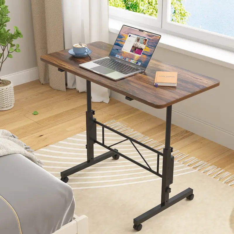 Mobile Stand Up Desk with Wheels, Small Standing Desk Adjustable Height, 31.5 Inch Portable Rolling Desks