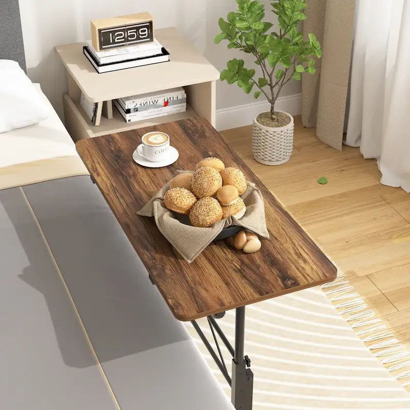 Adjustable Mobile Standing Desk with Wheels and Tilting Keyboard Tray