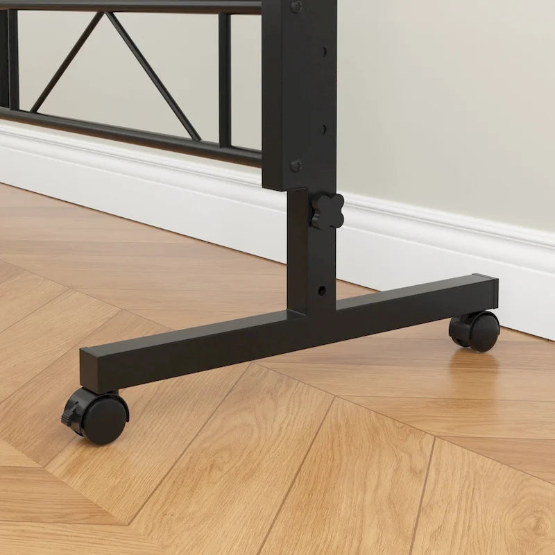 Adjustable Mobile Standing Desk with Wheels and Tilting Keyboard Tray