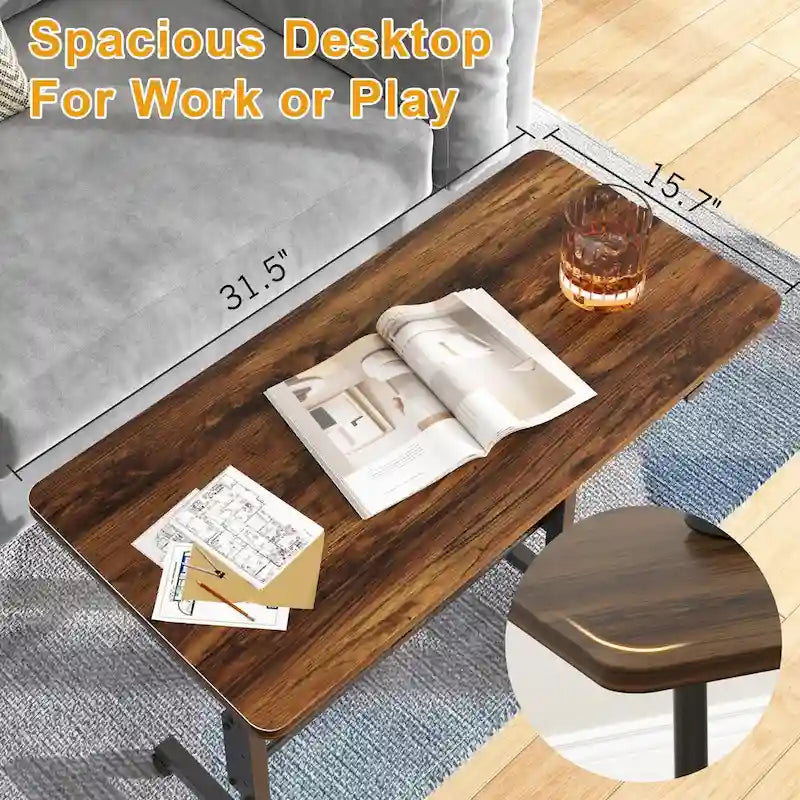 Adjustable Mobile Standing Desk with Wheels and Tilting Keyboard Tray
