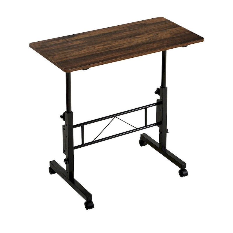 Adjustable Mobile Standing Desk with Wheels and Tilting Keyboard Tray