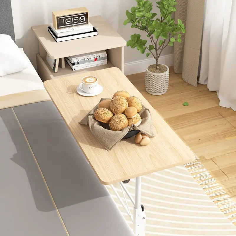 Adjustable Mobile Standing Desk with Wheels and Tilting Keyboard Tray