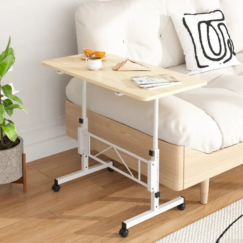 Adjustable Mobile Standing Desk with Wheels and Tilting Keyboard Tray