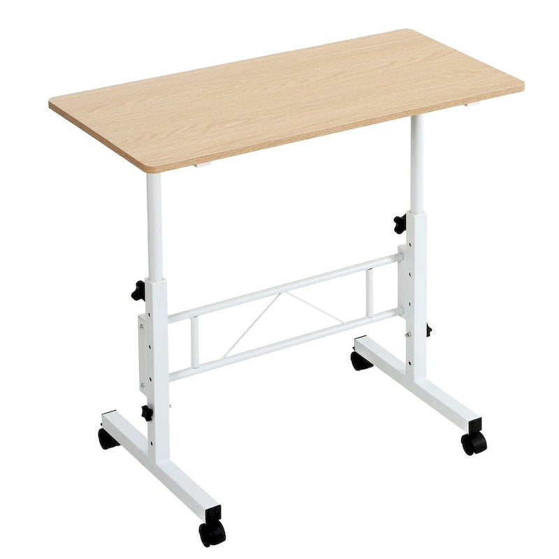 Adjustable Mobile Standing Desk with Wheels and Tilting Keyboard Tray