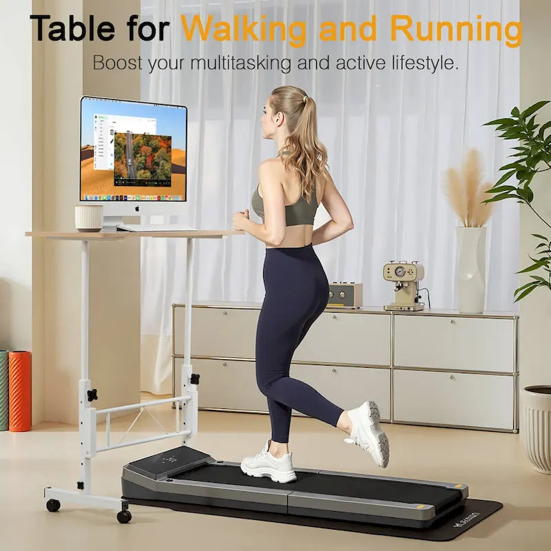 Adjustable Mobile Standing Desk with Wheels and Tilting Keyboard Tray