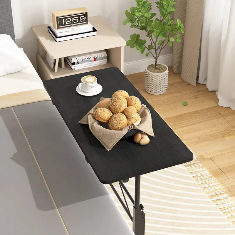 Adjustable Mobile Standing Desk with Wheels and Tilting Keyboard Tray