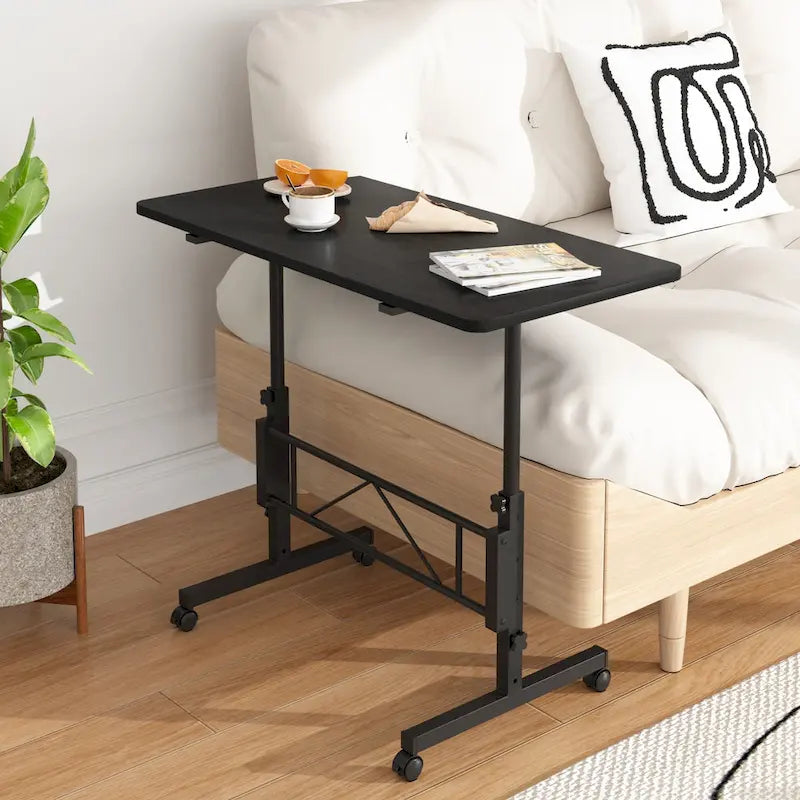 Adjustable Mobile Standing Desk with Wheels and Tilting Keyboard Tray