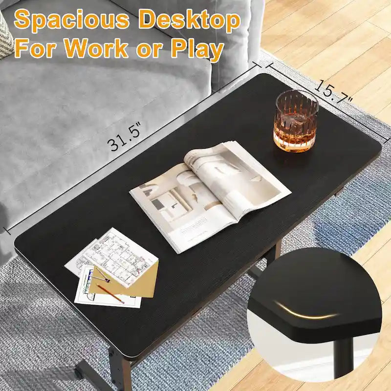 Adjustable Mobile Standing Desk with Wheels and Tilting Keyboard Tray