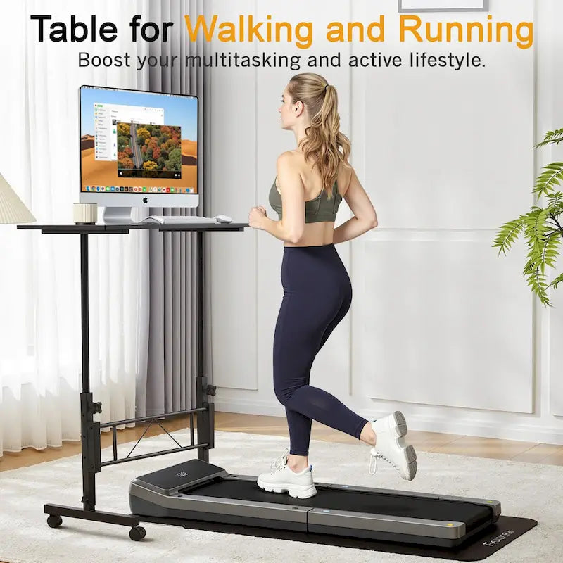 Adjustable Mobile Standing Desk with Wheels and Tilting Keyboard Tray