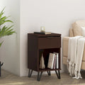 Tall Walnut Nightstand with Drawer and Shelf