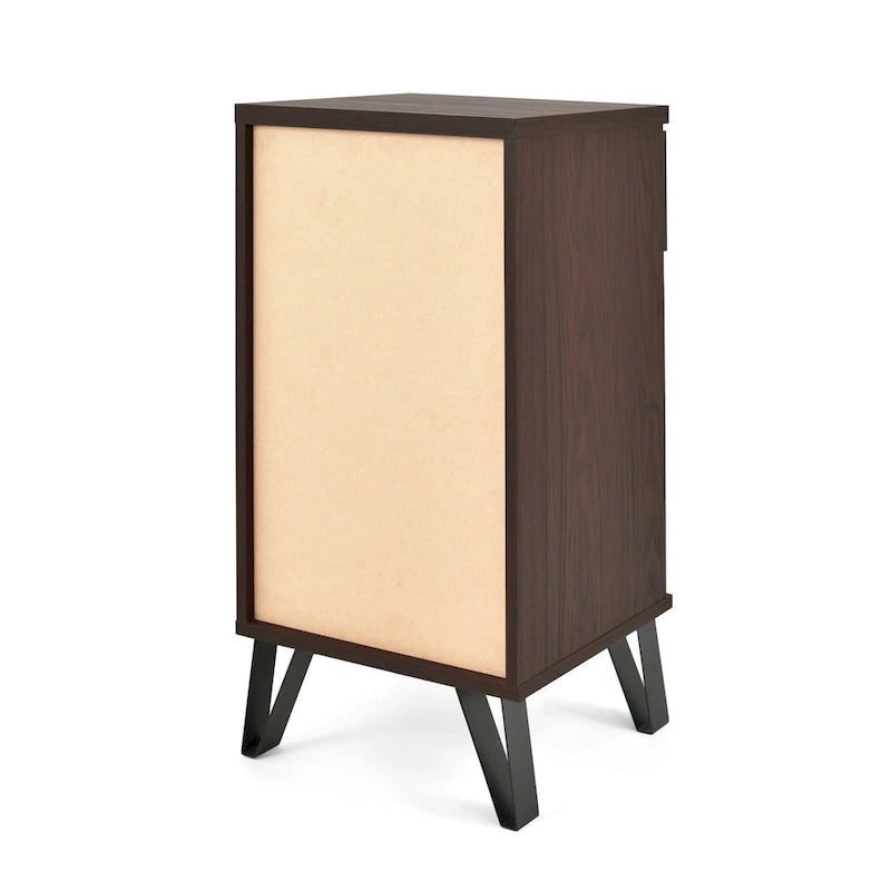 Tall Walnut Nightstand with Drawer and Shelf