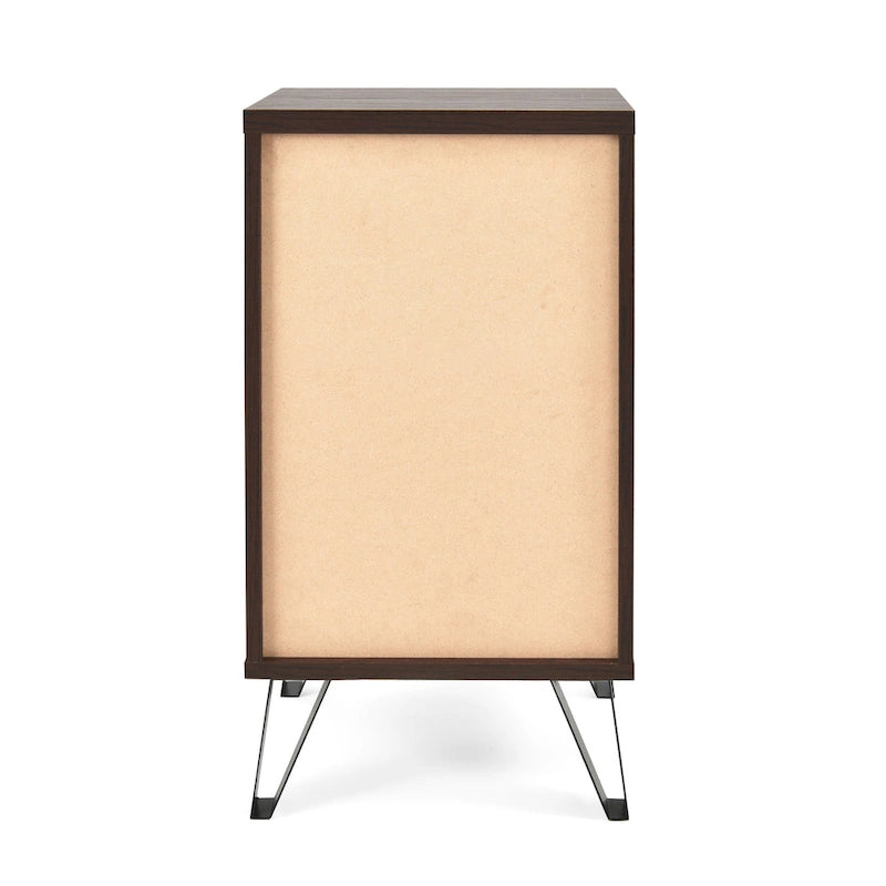 Tall Walnut Nightstand with Drawer and Shelf