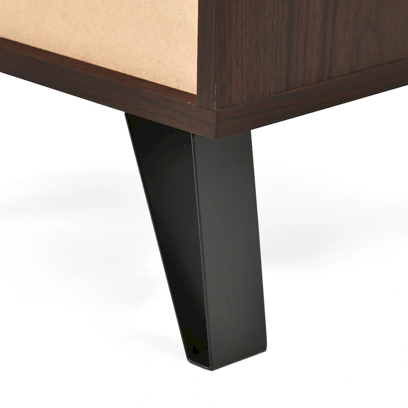 Tall Walnut Nightstand with Drawer and Shelf