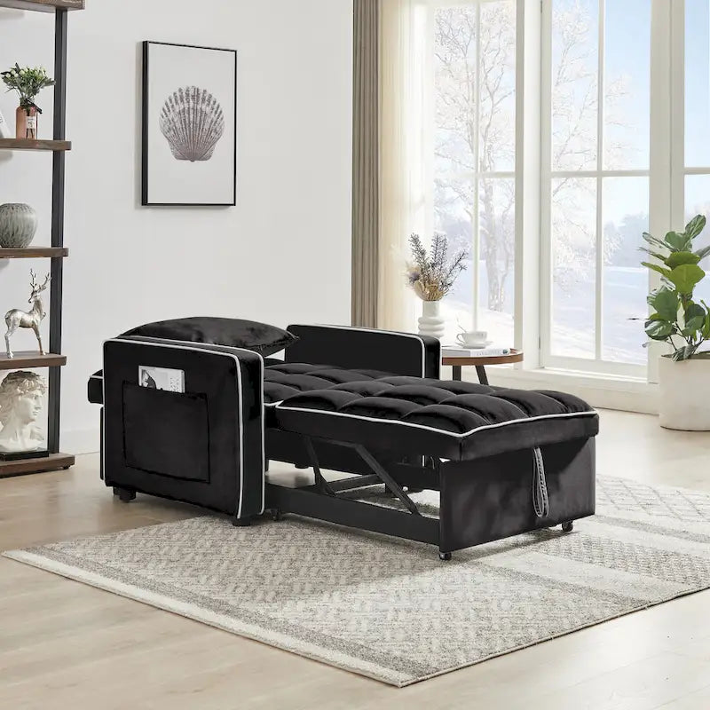 Three-in-One Folding Sofa Chair Bed with Adjustable Back - 33.85 x 35.43 x 31.10