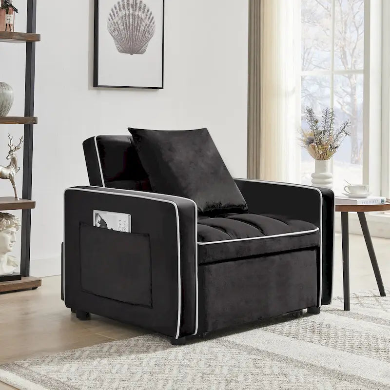 Three-in-One Folding Sofa Chair Bed with Adjustable Back - 33.85 x 35.43 x 31.10
