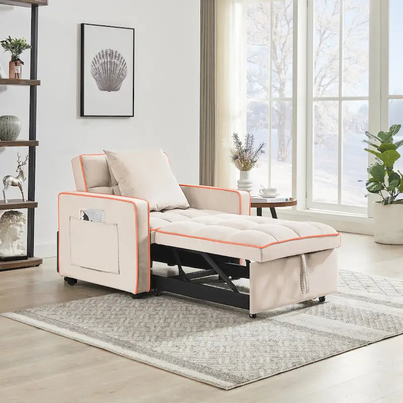 Three-in-One Folding Sofa Chair Bed with Adjustable Back - 33.85 x 35.43 x 31.10