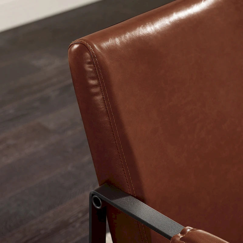 Modern Faux Leather Accent Armchair with Steel Frame