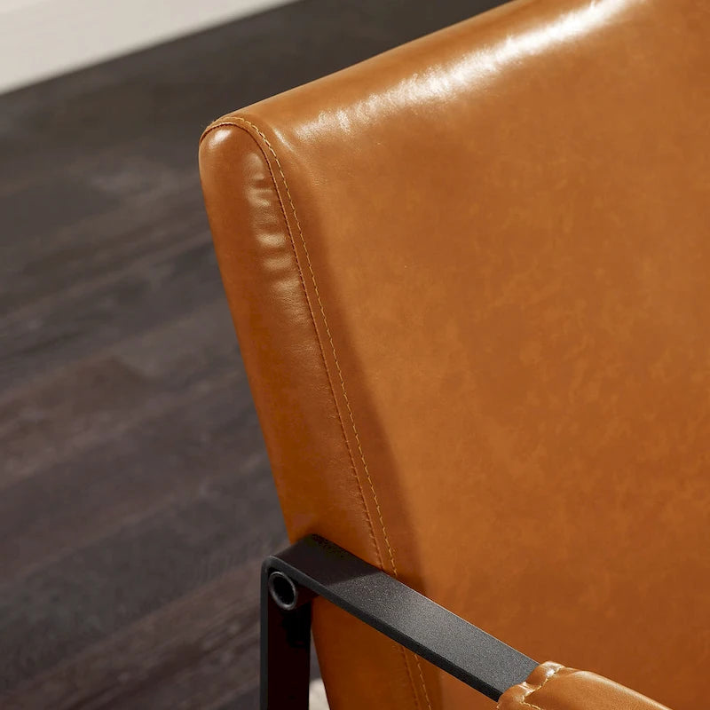 Modern Faux Leather Accent Armchair with Steel Frame