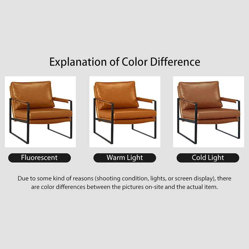 Modern Faux Leather Accent Armchair with Steel Frame