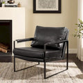 Modern Faux Leather Accent Armchair with Steel Frame