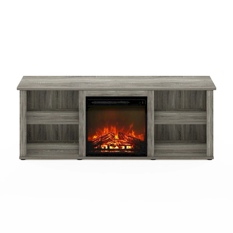 60-Inch TV Stand with Electric Fireplace and Adjustable Shelves