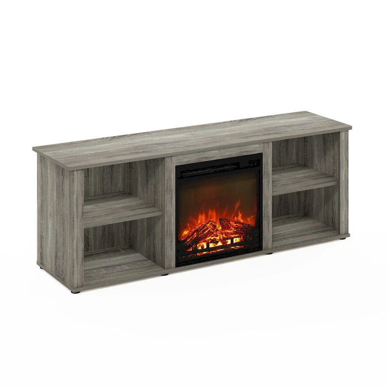 60-Inch TV Stand with Electric Fireplace and Adjustable Shelves