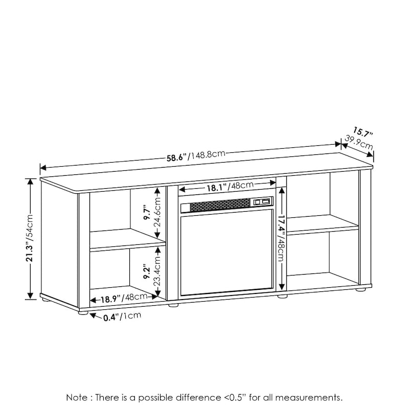 60-Inch TV Stand with Electric Fireplace and Adjustable Shelves
