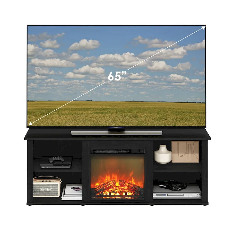 60-Inch TV Stand with Electric Fireplace and Adjustable Shelves