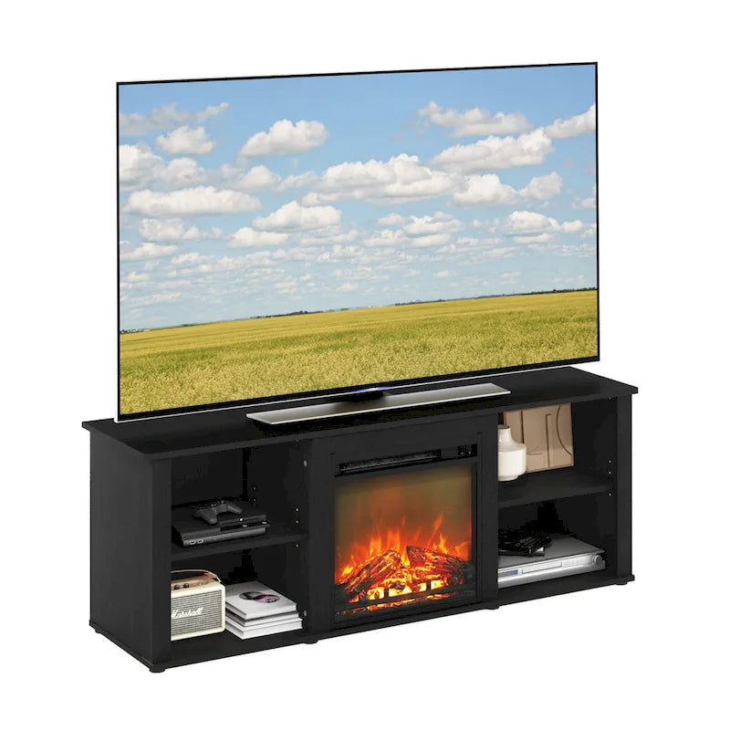 60-Inch TV Stand with Electric Fireplace and Adjustable Shelves