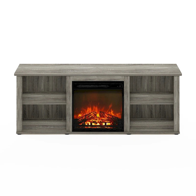 60-Inch TV Stand with Electric Fireplace and Adjustable Shelves