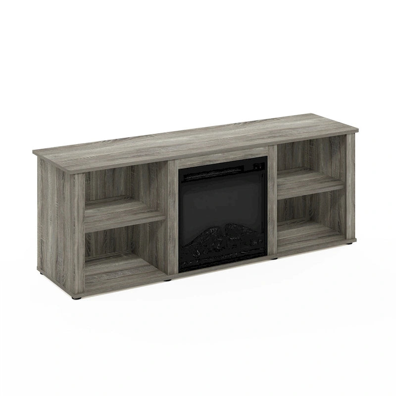 60-Inch TV Stand with Electric Fireplace and Adjustable Shelves