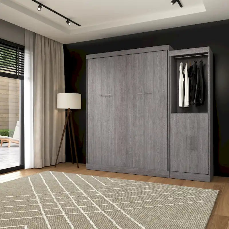 Queen Murphy Bed with Closet Organizer and Doors, 90-Inch Wide