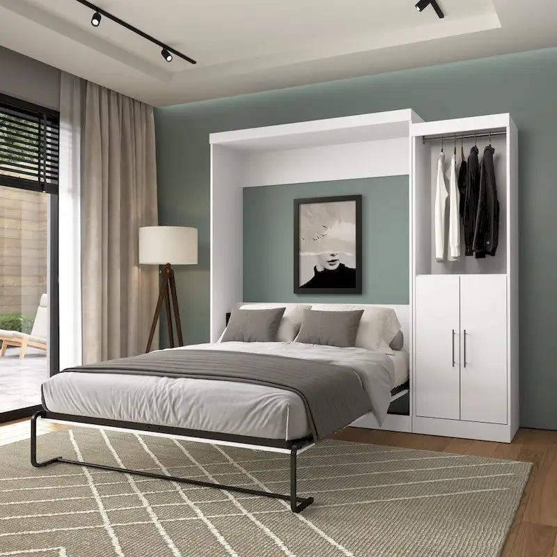 Queen Murphy Bed with Closet Organizer and Doors, 90-Inch Wide