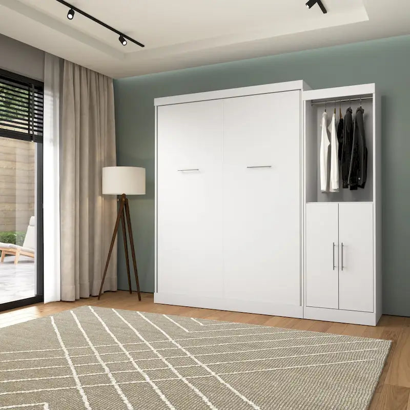 Queen Murphy Bed with Closet Organizer and Doors, 90-Inch Wide