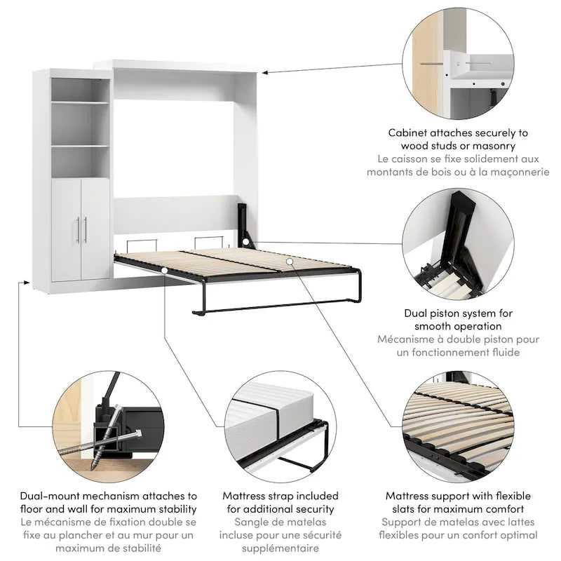 Queen Murphy Bed with Closet Organizer and Doors, 90-Inch Wide