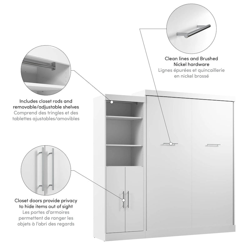 Queen Murphy Bed with Closet Organizer and Doors, 90-Inch Wide