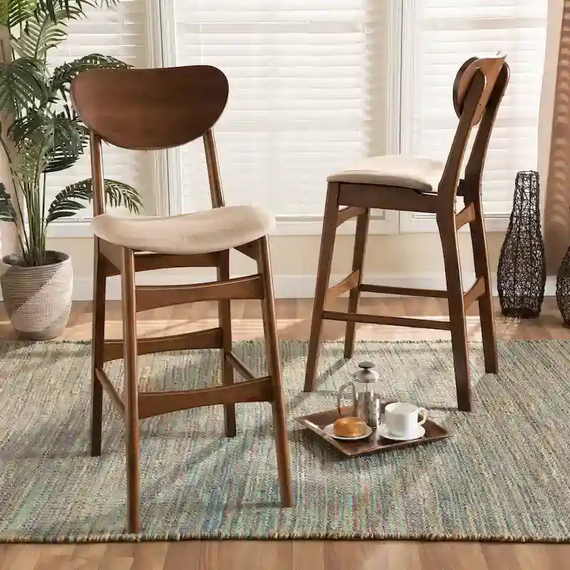 Mid-Century Modern 2-Piece Bar Stool Set